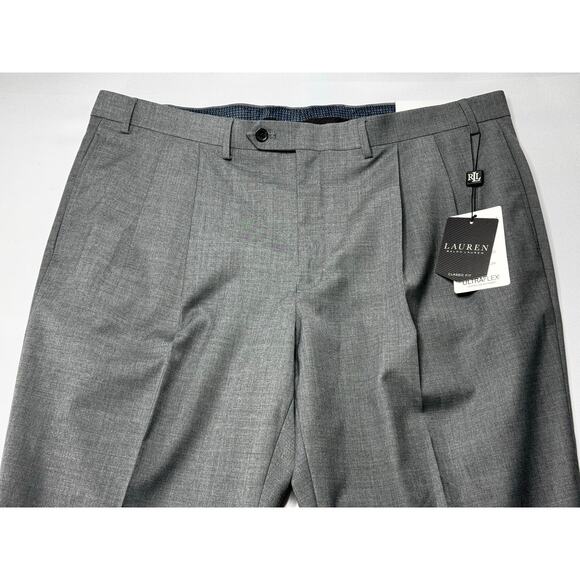 NWT Lauren Ralph Lauren Men's Classic Fit Wool Gray Dress Pants - Size 40x31.5 - Picture 4 of 9